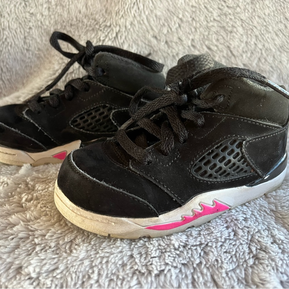 Jordan 5 Retro ‘Black Deadly Pink’ Infants Sz 7C - Picture 6 of 8